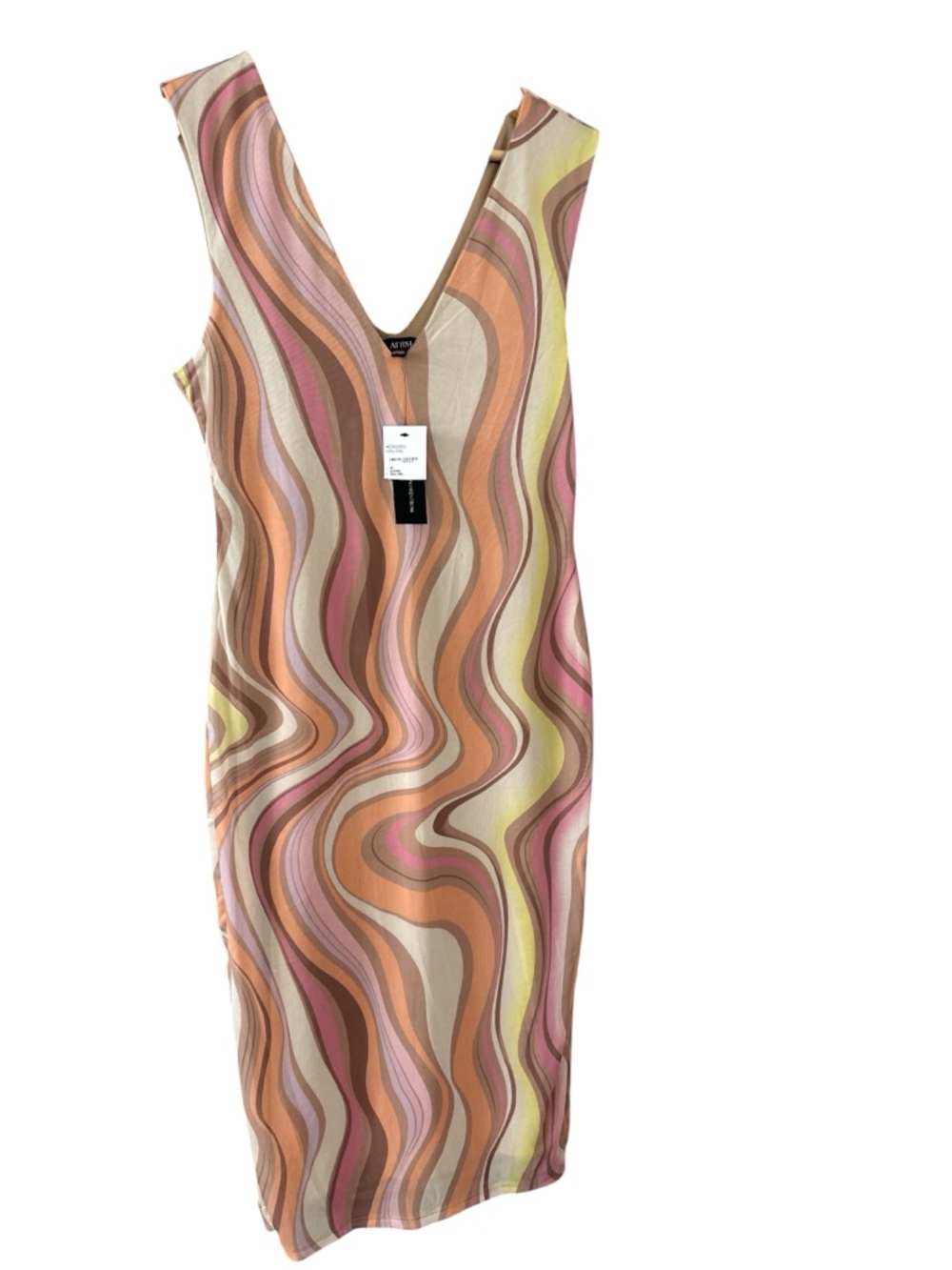 AFRM Ariana Mesh Bodycon Dress in Coral Swirl - Picture 5 of 9